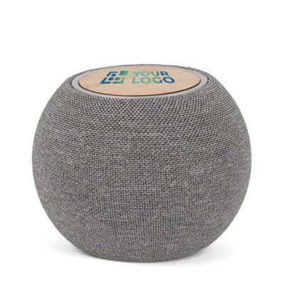 Altavoz y cargador portátil redondo y compacto de RPET y bambú