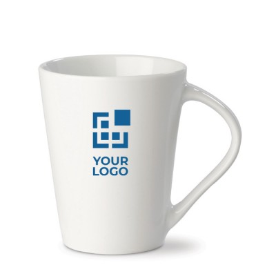 Taza de porcelana blanca con asa triangular de 270ml