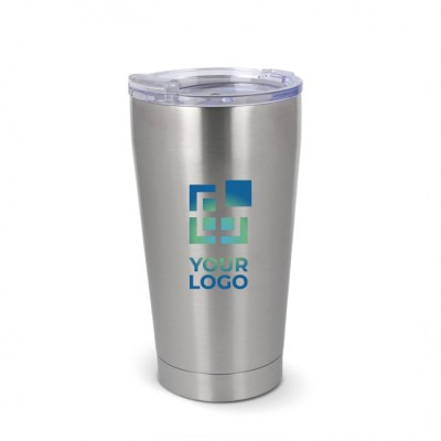 Vaso térmico take away de cerámica con detalles plateados 500ml