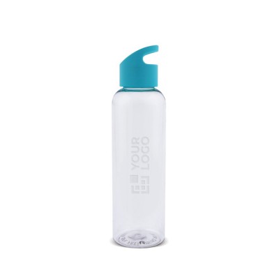 Botella de RPET transparente con asa geométrica a color 600ml color turquesa