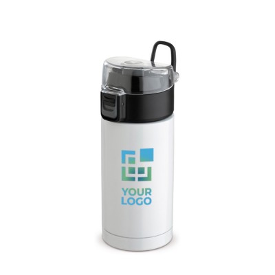 Vaso termo hermético con tapa con botón de seguridad 330ml color blanco