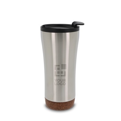 Vaso take away de doble pared con detalle de corcho en la base 480ml color blanco