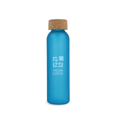 Botella de vidrio reciclado esmerilado con tapón de corcho 500ml