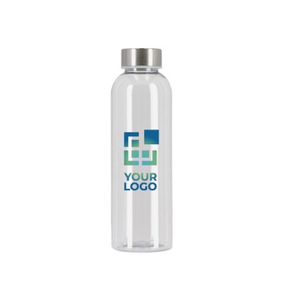 Botella de plástico reciclado con tapón plateado ideal para agua 500ml Botella de plástico reciclado con tapón plateado ideal para agua 500ml