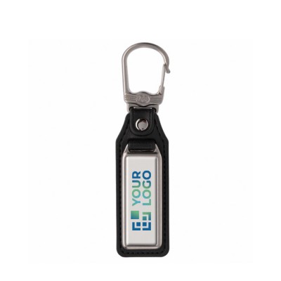 Llavero rectangular de metal para personalizar con cuero sintético