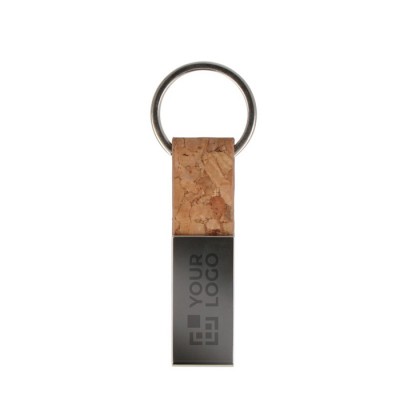 Llavero rectangular de corcho y metal para personalizar