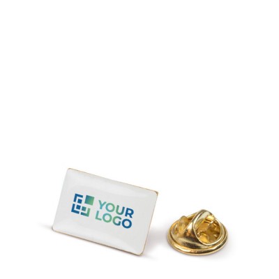 Pin rectangular de metal dorado para personalizar 19x13mm color dorado cuarta vista