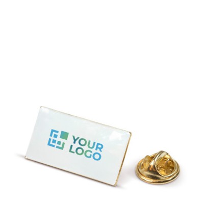 Pin rectangular de metal dorado para personalizar 26x14mm color dorado cuarta vista