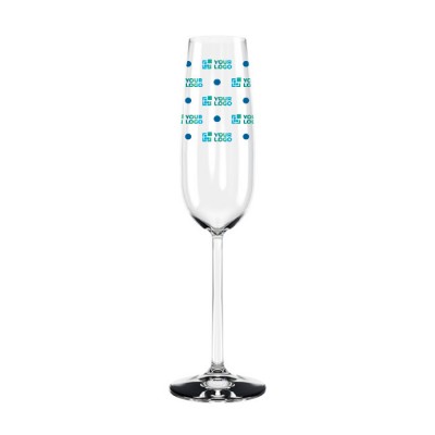 Copa de champán personalizada de color transparente con logo agotado