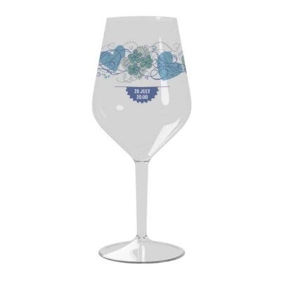 Copas de vino corporativas de color transparente con logo