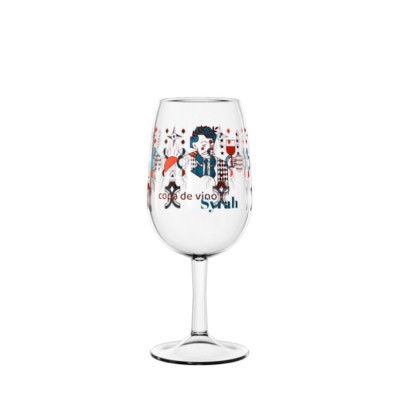 Copa de vino de tritán de color transparente con logo