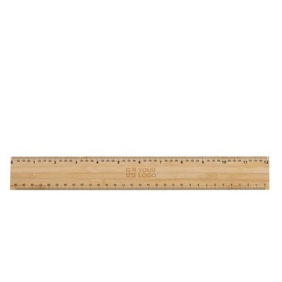 Regla de bambú gruesa con diseño a doble cara y varias medidas 30cm