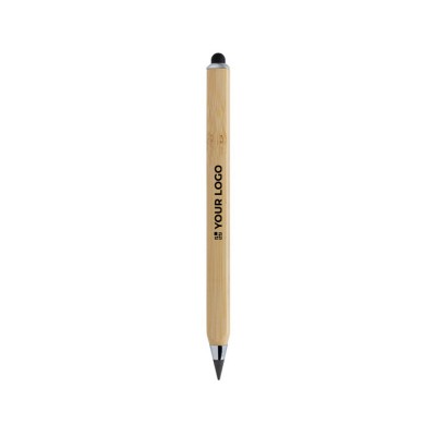 Bolígrafo de bambú triangular con puntero táctil y tinta infinita