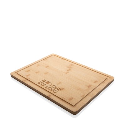 Tabla de cortar antiderrames de bambú color madera