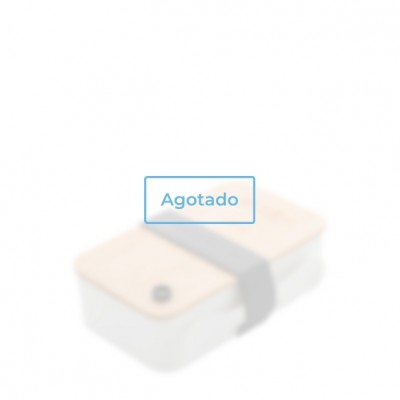 Fiambrera con tapa de bambú y tenedor vista principal - agotado