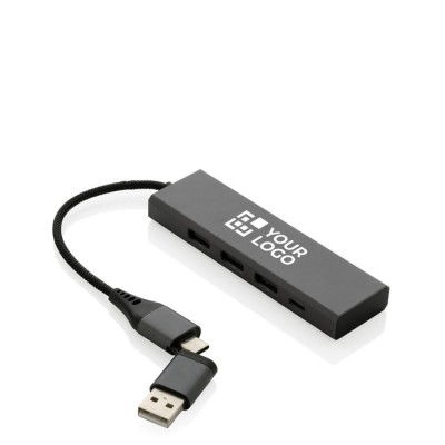 Hubs USB de plástico reciclado con 4 puertos