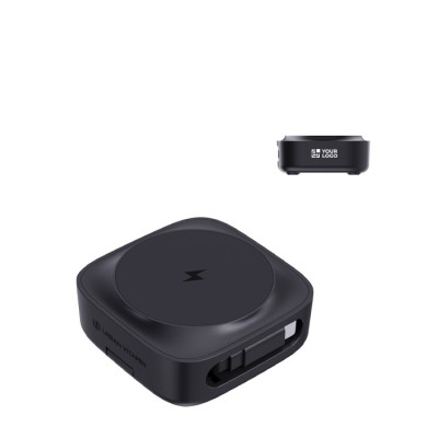 Cargador inalámbrico magnético 2 en 1 con cable retráctil USB-C y 15W
