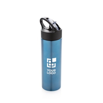 Botellas para deporte de acero con pajita color plateado