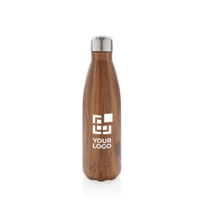 Botellas térmicas personalizadas de acero con madera color madera clara