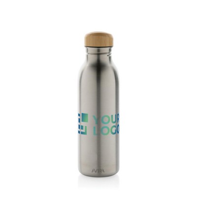 Botella de acero inoxidable reciclado con tapón de bambú 600ml