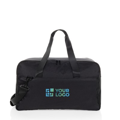 Bolsa de fin de semana con compartimento para PC 15” Swiss Peak color negro vista de impresión