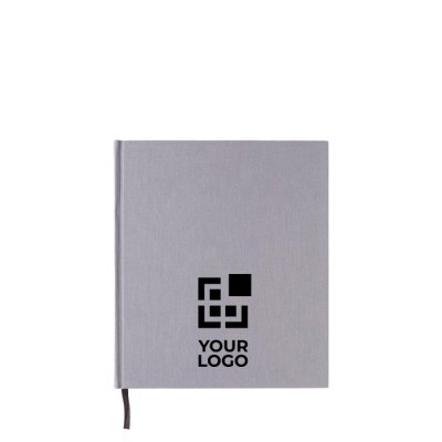 Libreta con logotipo y tapa en tela color azul