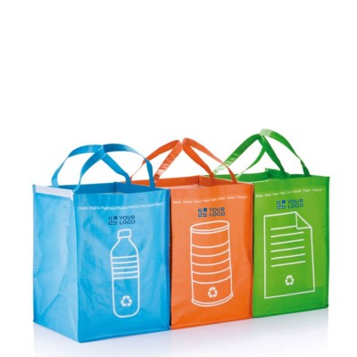 3 bolsas para reciclaje color multicolor