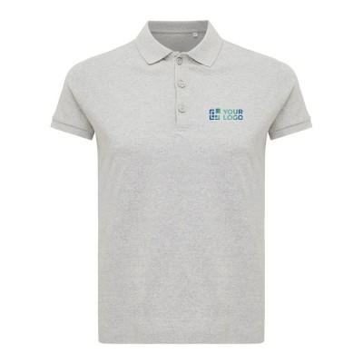 Polo piqué de algodón reciclado de mujer casual fit 220 g/m2 Iqoniq color gris claro vista de impresión