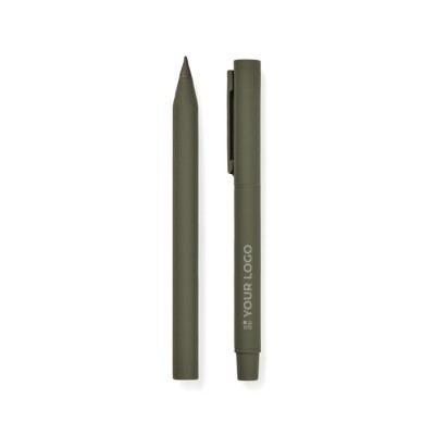 Set de bolígrafos de aluminio reciclado con revestimento de goma