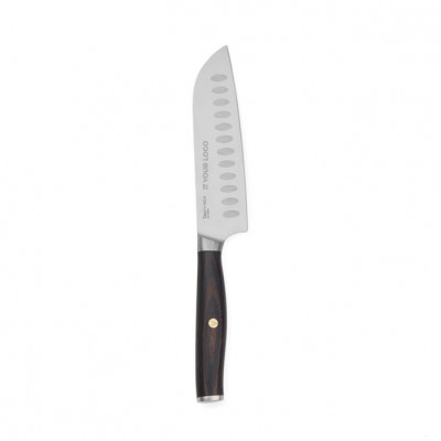 Cuchillo santoku de acero inoxidable reciclado y madera hoja 14cm
