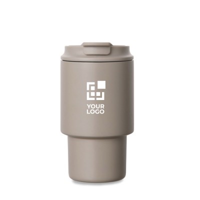 Taza take away en acero reciclado con tapa abatible práctica 350ml