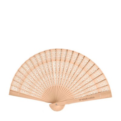 Abanico promocional de madera con diseños ornamentales Darling Abanico promocional de madera con diseños ornamentales Darling