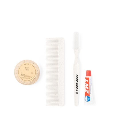 Set de viaje con cepillo de dientes, peine, pasta y jabón Essential