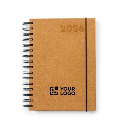 Agendas con logotipo de cuero reciclado con vista diaria y cierre A5  Agendas con logotipo de cuero reciclado con vista diaria y cierre A5