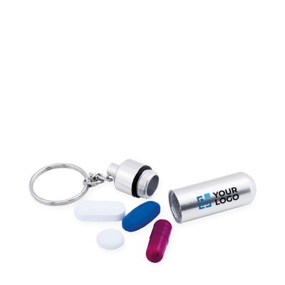 Llavero con pastillero de aluminio con cierre de rosca Treasure Llavero con pastillero de aluminio con cierre de rosca Treasure
