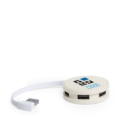 Compacto Hub USB redondo tipo eco de caña de trigo Wheat Straw Compacto Hub USB redondo tipo eco de caña de trigo Wheat Straw