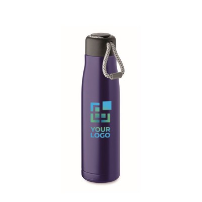 Botella antifugas de acero inoxidable con asa de cordón 500ml