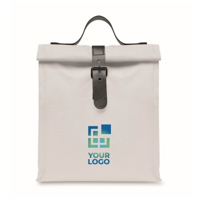 Bolsa nevera rolltop de poliéster con asa y cierre de cuero Bolsa nevera rolltop de poliéster con asa y cierre de cuero