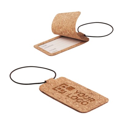 Identificador de maletas en corcho personalizado con logo Cork