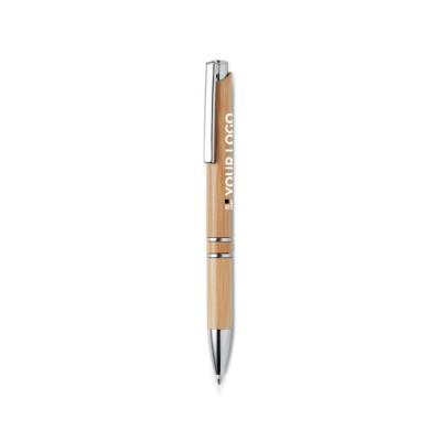 Bolígrafo personalizado de bambú y aluminio tinta azul Aster Bamboo Bolígrafo personalizado de bambú y aluminio tinta azul Aster Bamboo