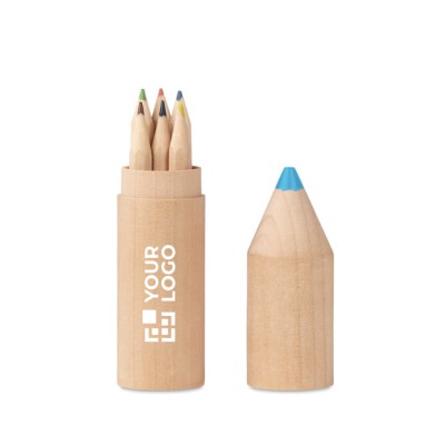 6 Lápices promocionales de colores en caja de lápiz Mini Pencil 6 Lápices promocionales de colores en caja de lápiz Mini Pencil