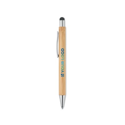 Bolígrafo táctil de bambú con acabado cromado tinta azul Zúrich Bamboo Bolígrafo táctil de bambú con acabado cromado tinta azul Zúrich Bamboo