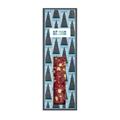 Barra de chocolate con leche (33% cacao) con adornos de fruta y miel Barra de chocolate con leche (33% cacao) con adornos de fruta y miel