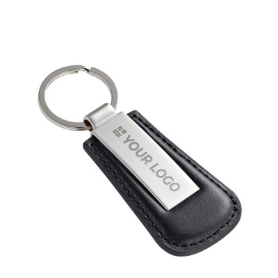 Llavero corporativo rectangular negro de metal y polipiel Charm Llavero corporativo rectangular negro de metal y polipiel Charm