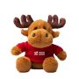 Peluche de reno sentado de poliéster suave con camiseta lisa
