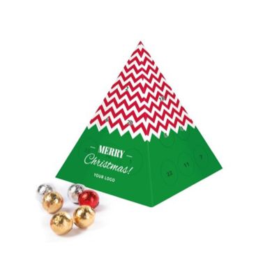 Calendario de Adviento forma pirámide con 24 bombones de chocolate color blanco - Agotado