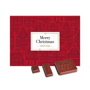 Calendario de Adviento con cuadritos de chocolate A4 color blanco - Agotado