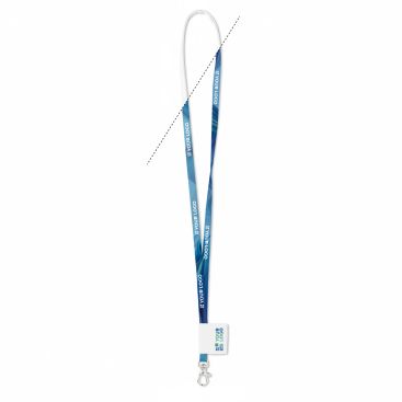 Lanyard de poliéster hecho a medida con etiqueta cosida y mosquetón