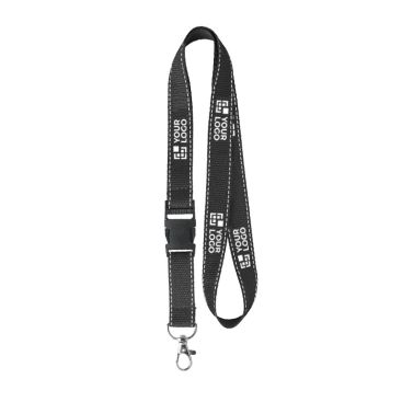 Lanyard de poliéster desmontable hecho a medida con hilos reflectantes