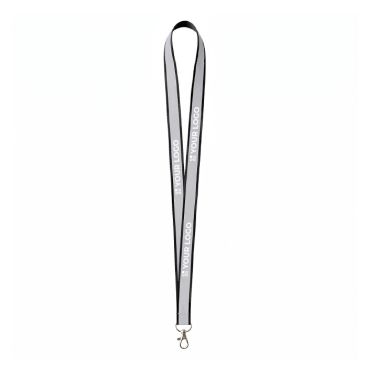 Lanyard hecho a medida de poliéster con revestimiento reflectante gris